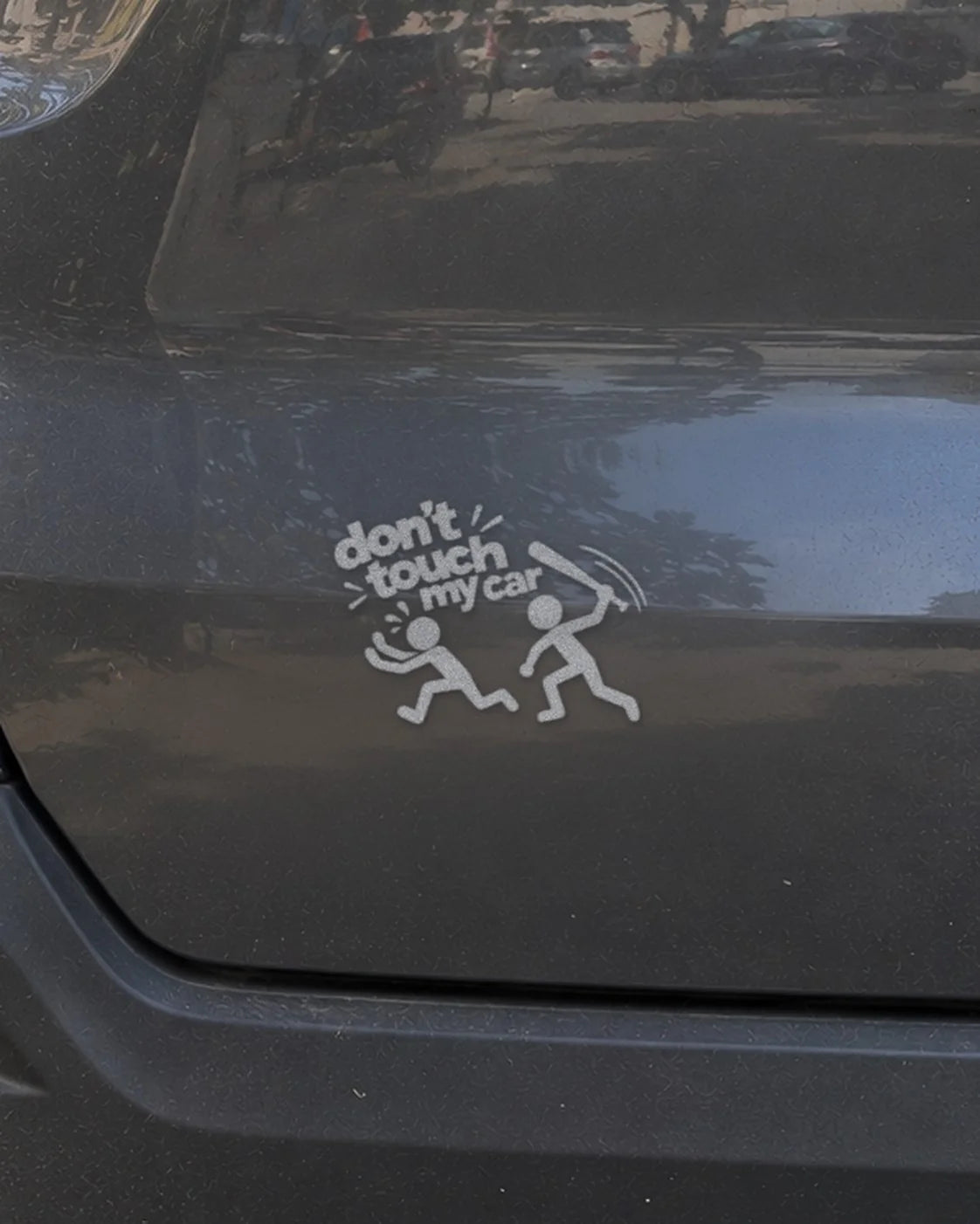 Don't Touch My Car car patch in white on a car
