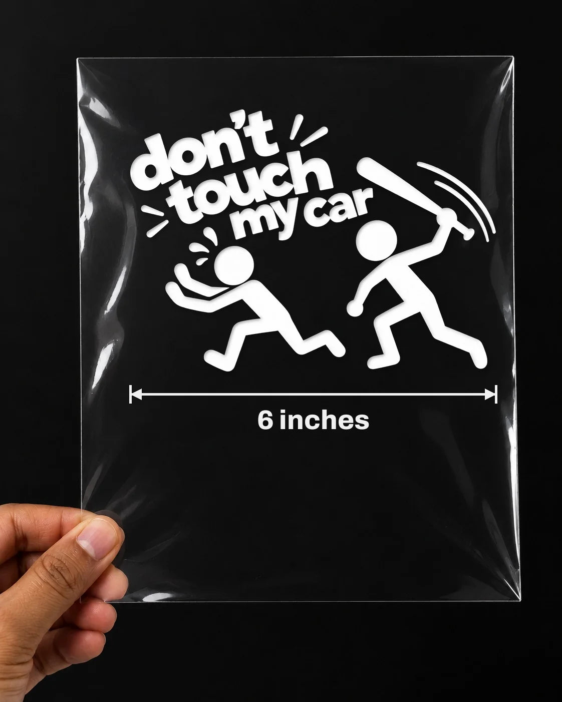 Don't Touch My Car car patch in white on a car