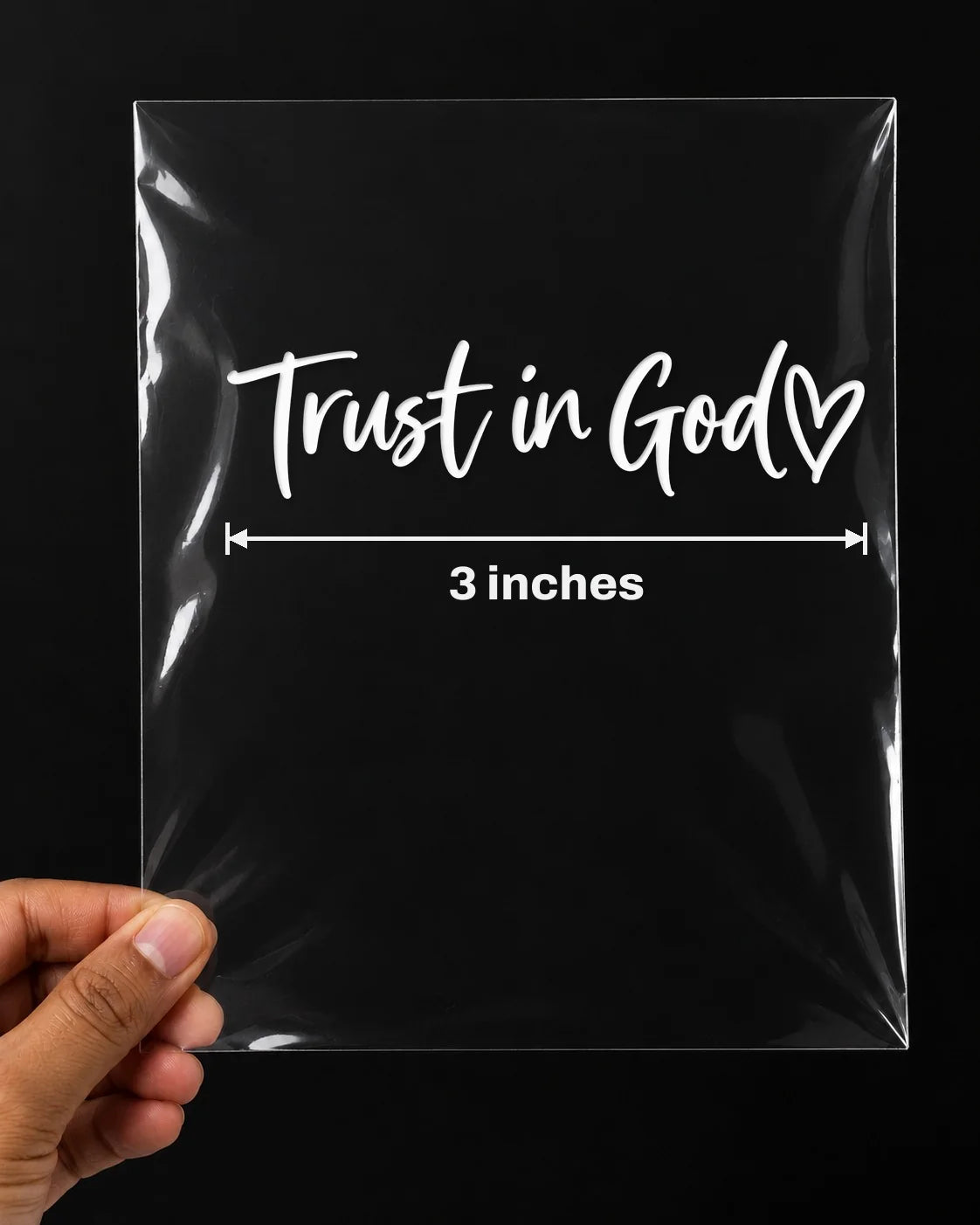 Trust in God car patch in white on a car