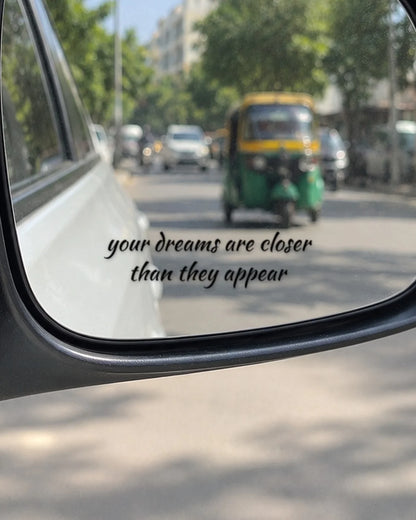 Dreams Closer car patch in black on a car