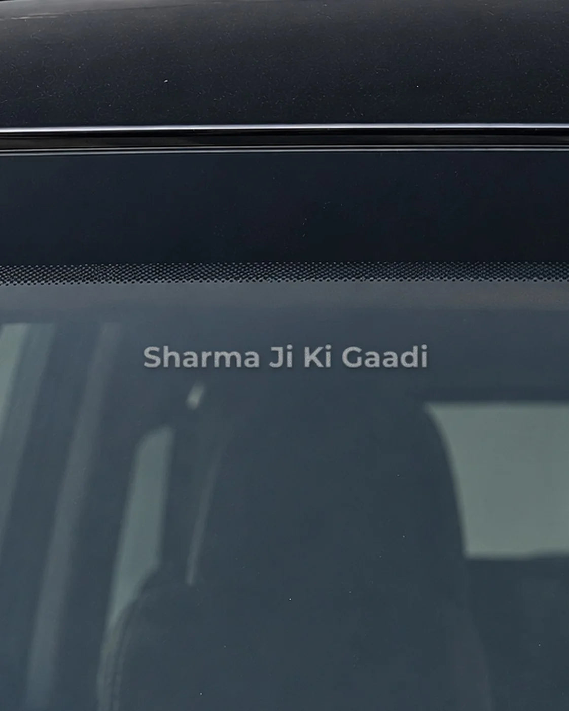 Custom name on a car windshield