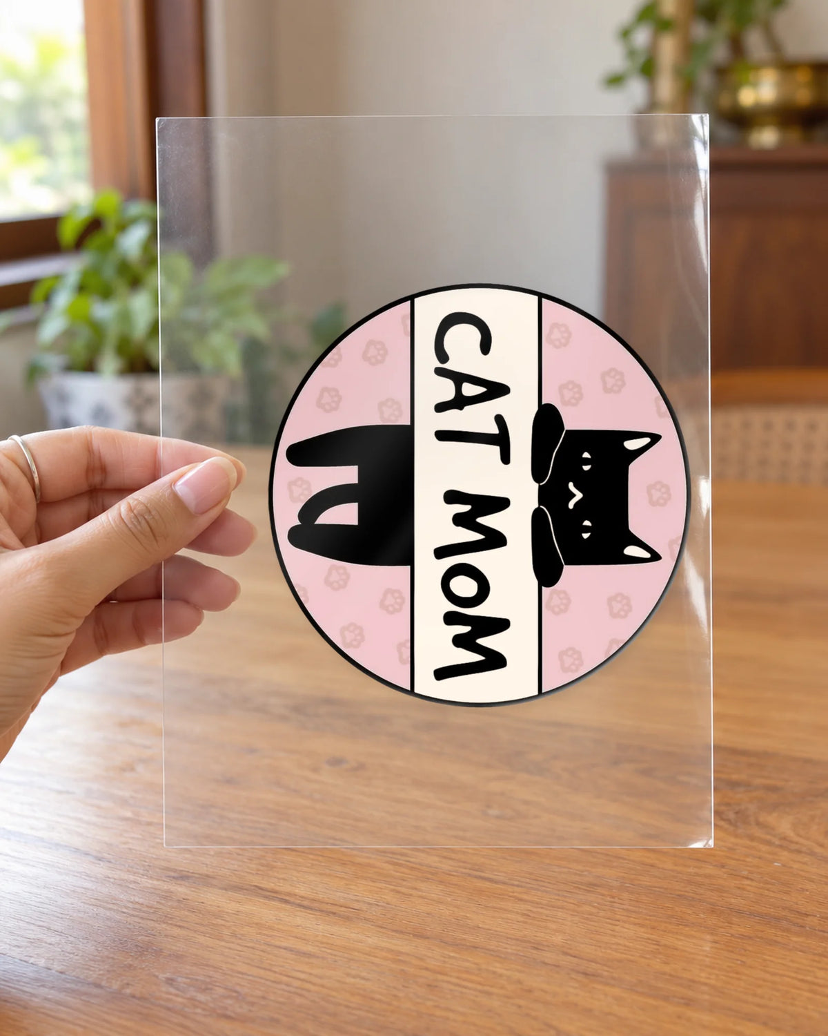 Cat Mom hard surface patch on clear film