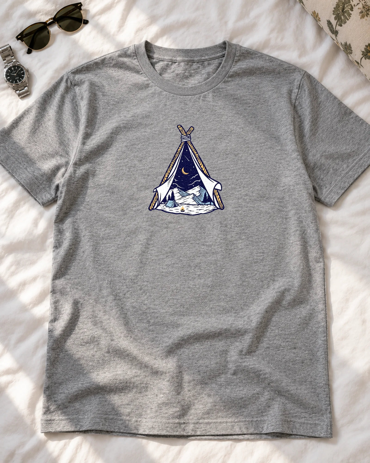 Celestial Camp iron-on patch on clothes