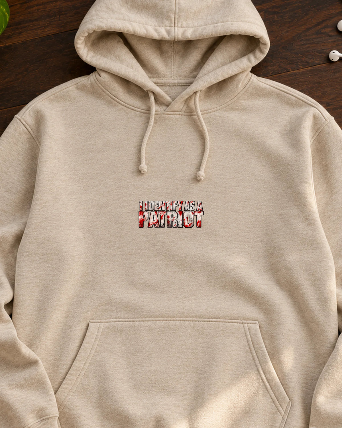 Certified Patriot iron-on patch on clothes