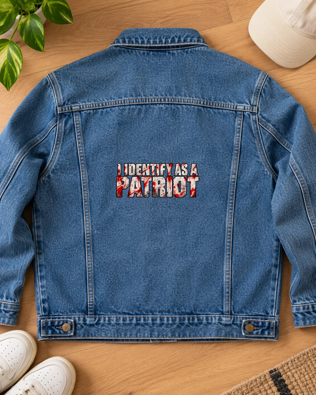 Certified Patriot iron-on patch on clothes