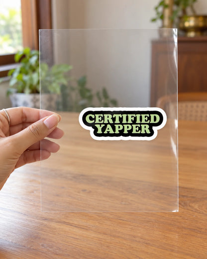 Certified Yapper hard surface patch on clear film