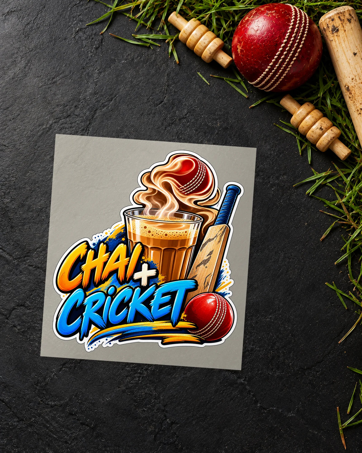 Chai Aur Cricket iron-on patch transfer