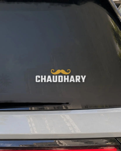 Chaudhary car patch on a car rear glass