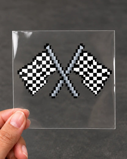Checkered Flags gamer patch on clear film