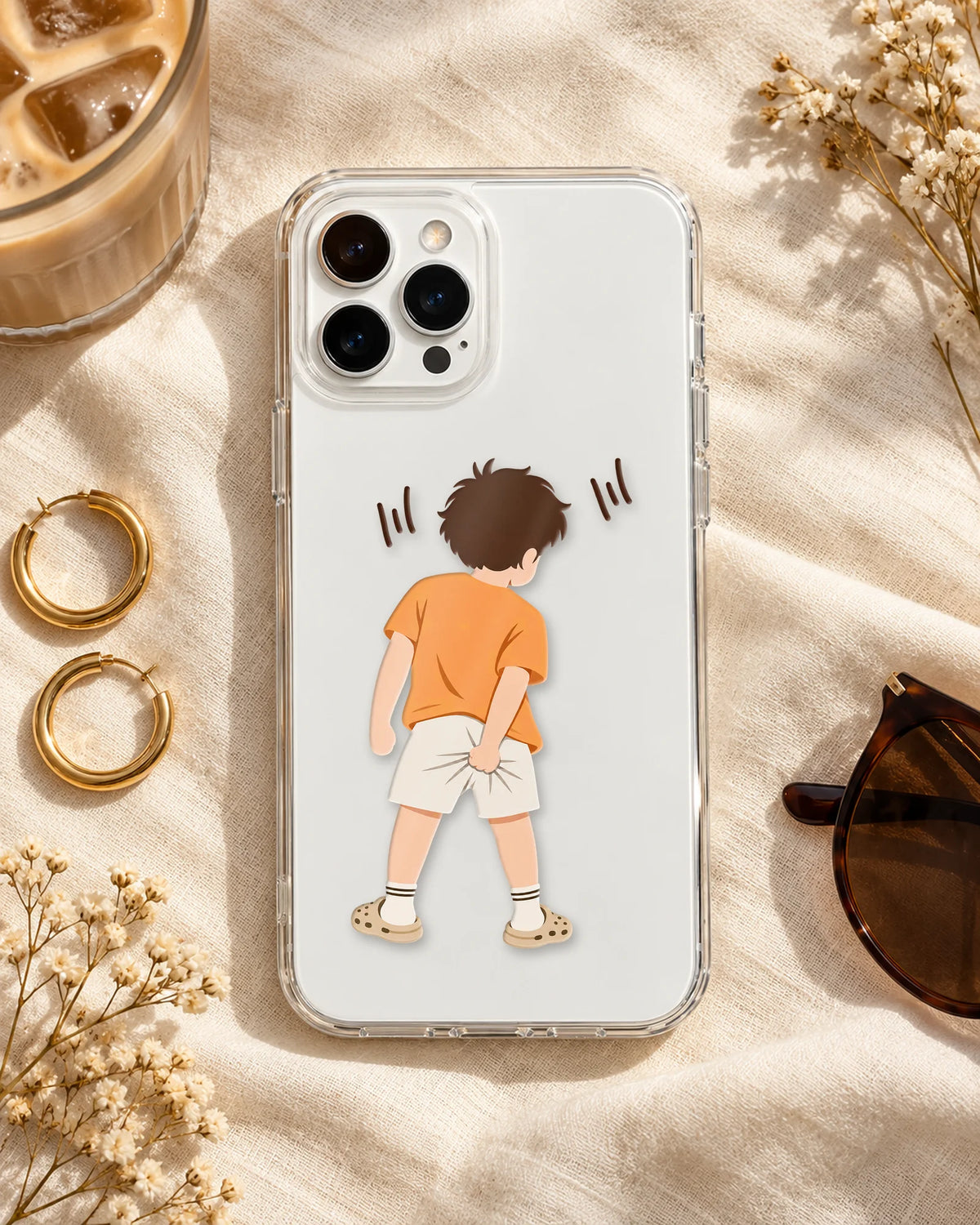 Cheeky Boy pieces arranged on a phone