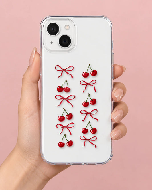Cherry Bows phone makeover pack on a phone case