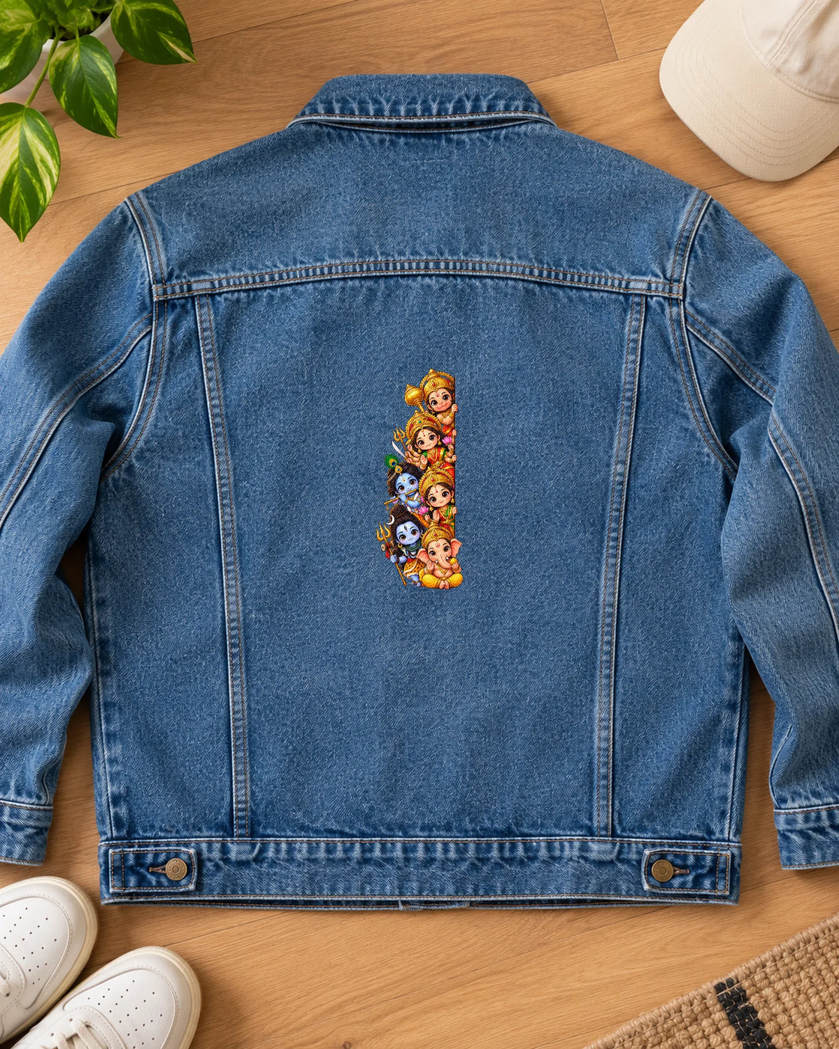 Peekaboo Bhagwan iron-on patch on clothes