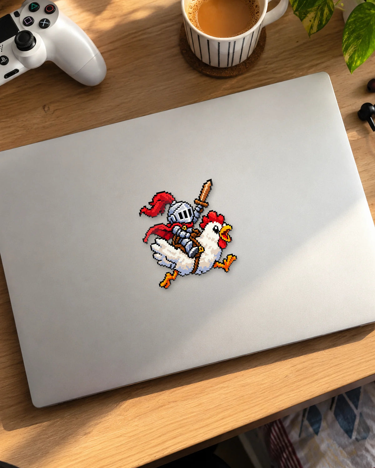 Chicken Rider gamer patch on a laptop