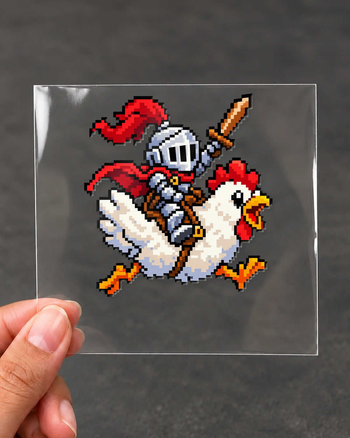 Chicken Rider gamer patch on clear film