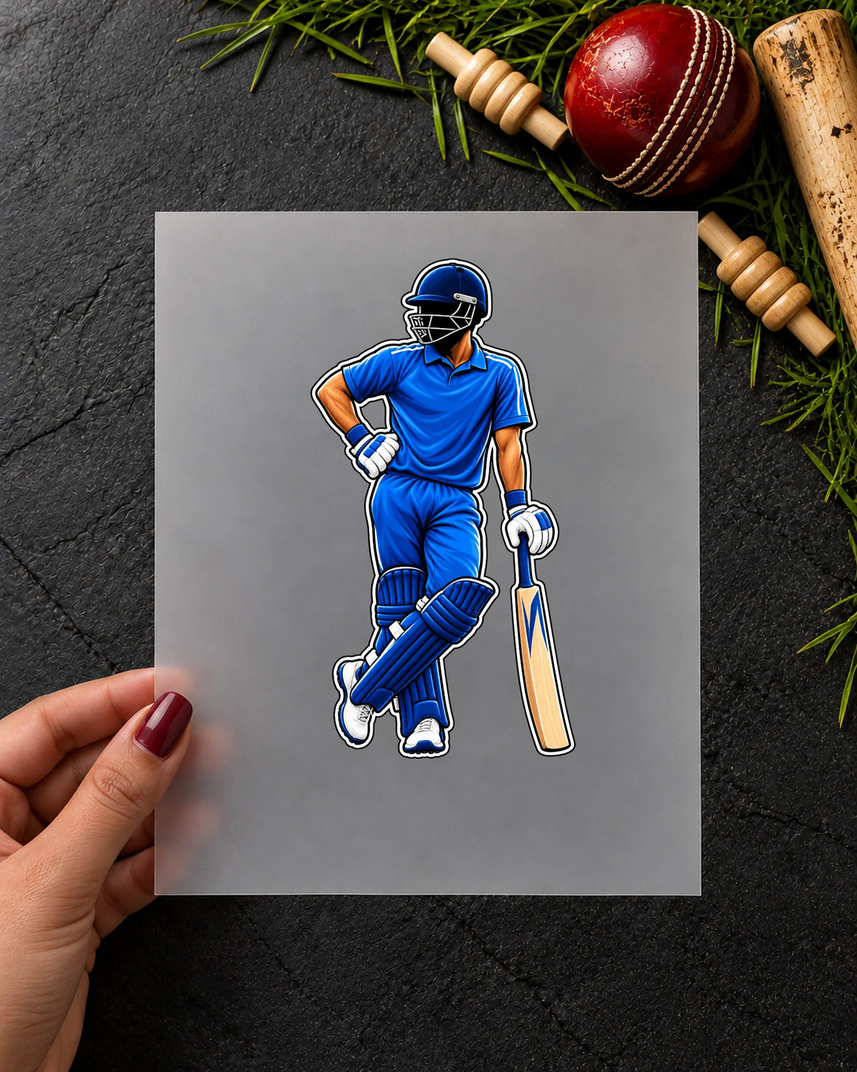 Chill Batsman iron-on patch in hand