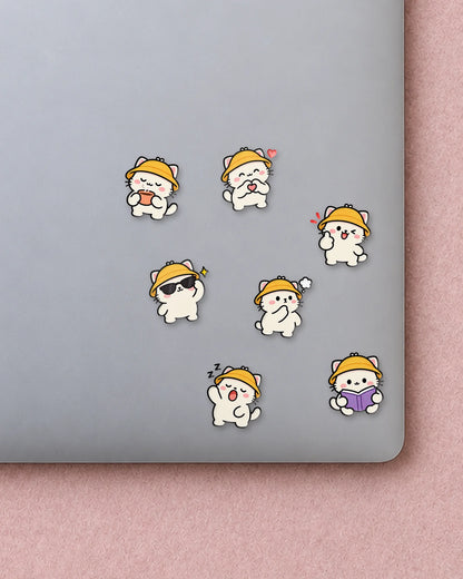 Chill Kitty mini patches on a laptop