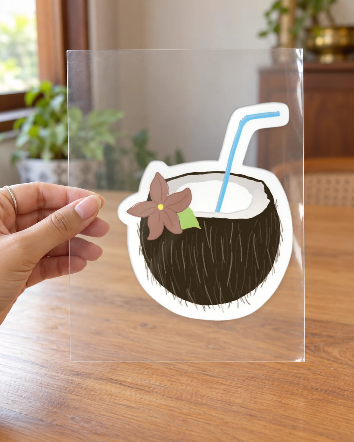 Coco Sippin’ hard surface patch on clear film