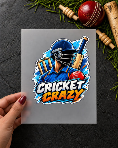 Cricket Crazy iron-on patch in hand