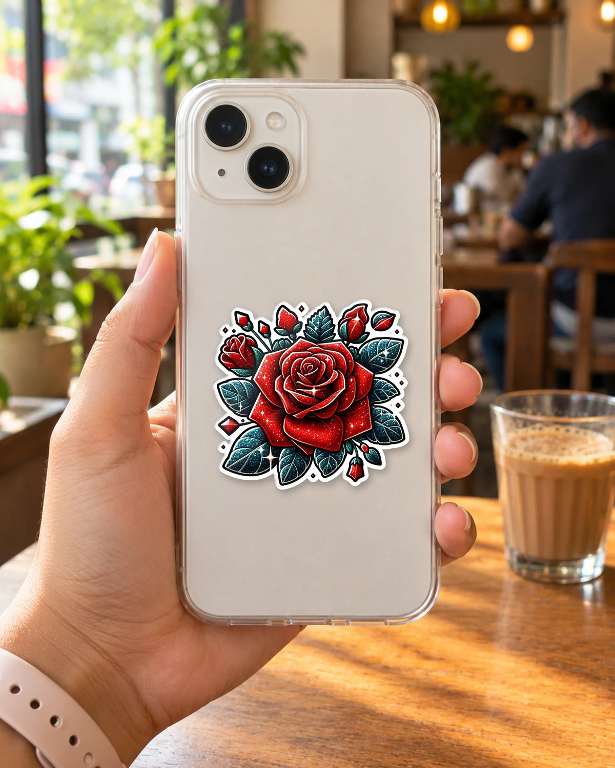 Crimson Bloom sticker mockup