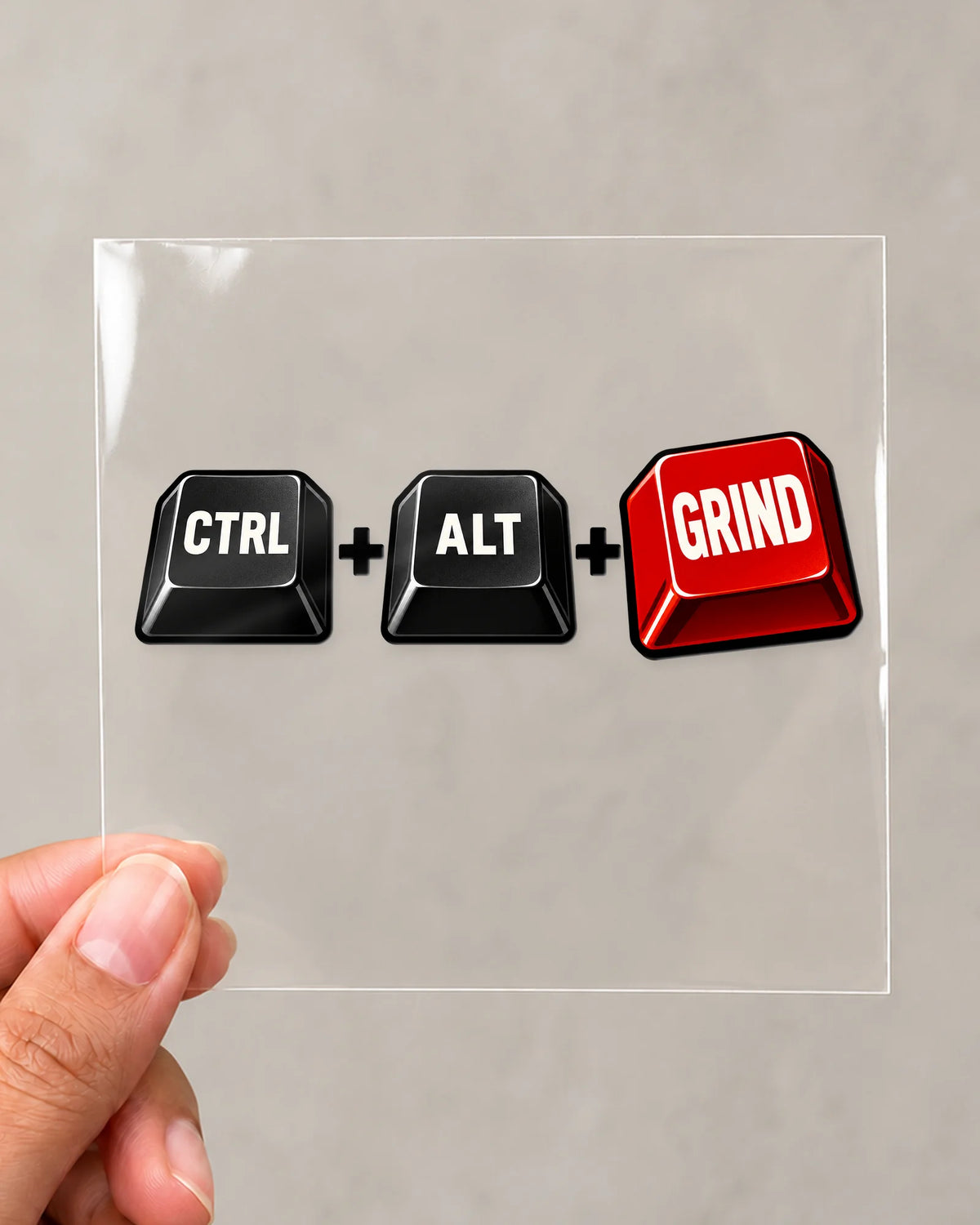 Ctrl Alt Grind hard surface patch on clear film