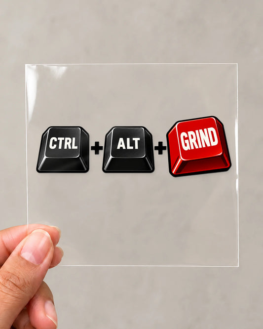 Ctrl Alt Grind hard surface patch on clear film