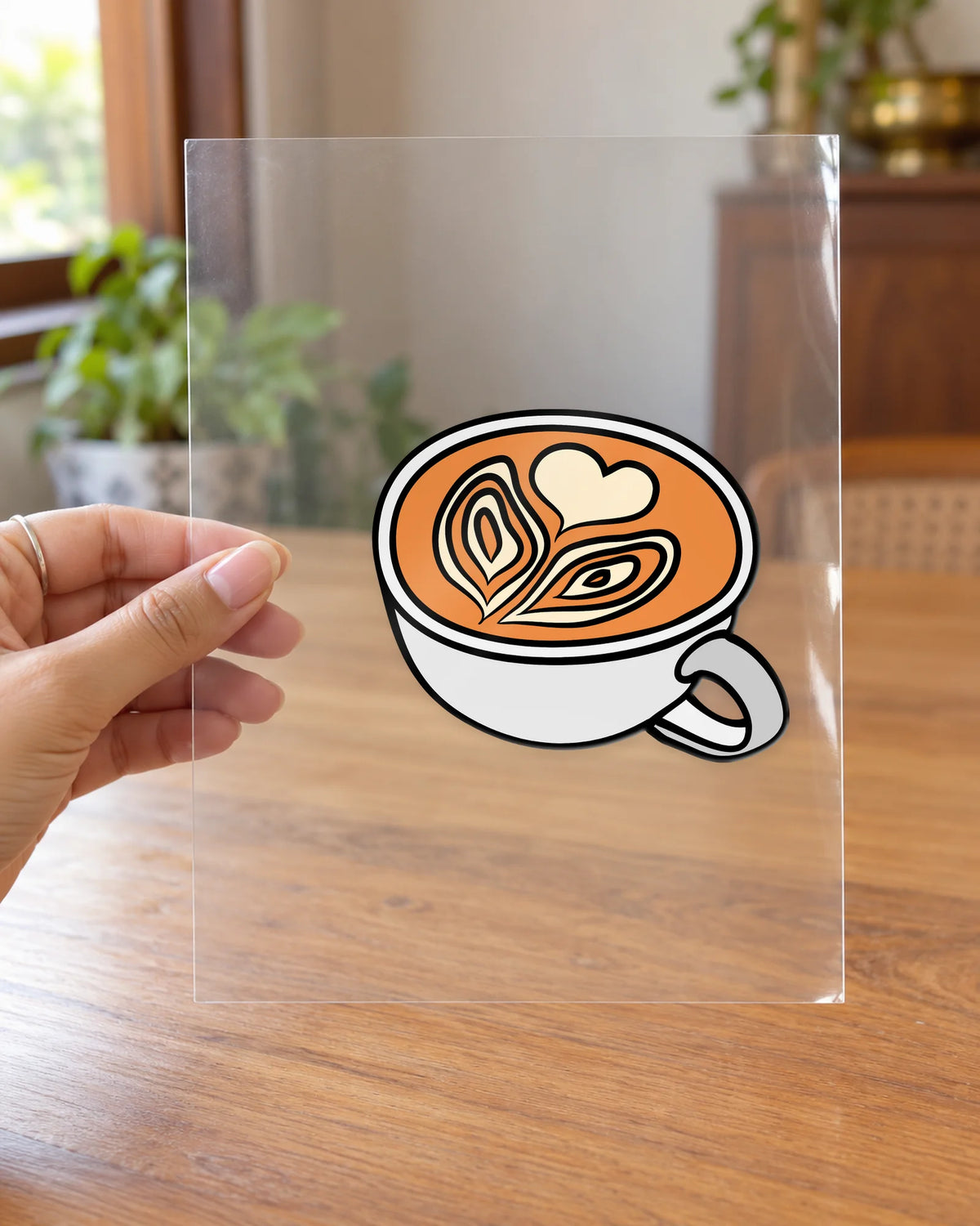 Cuppy Vibes hard surface patch on clear film