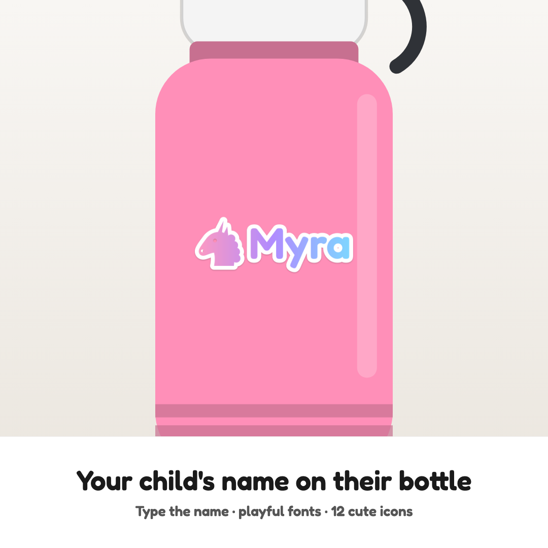 Your child's name on their school bottle, customised name patch