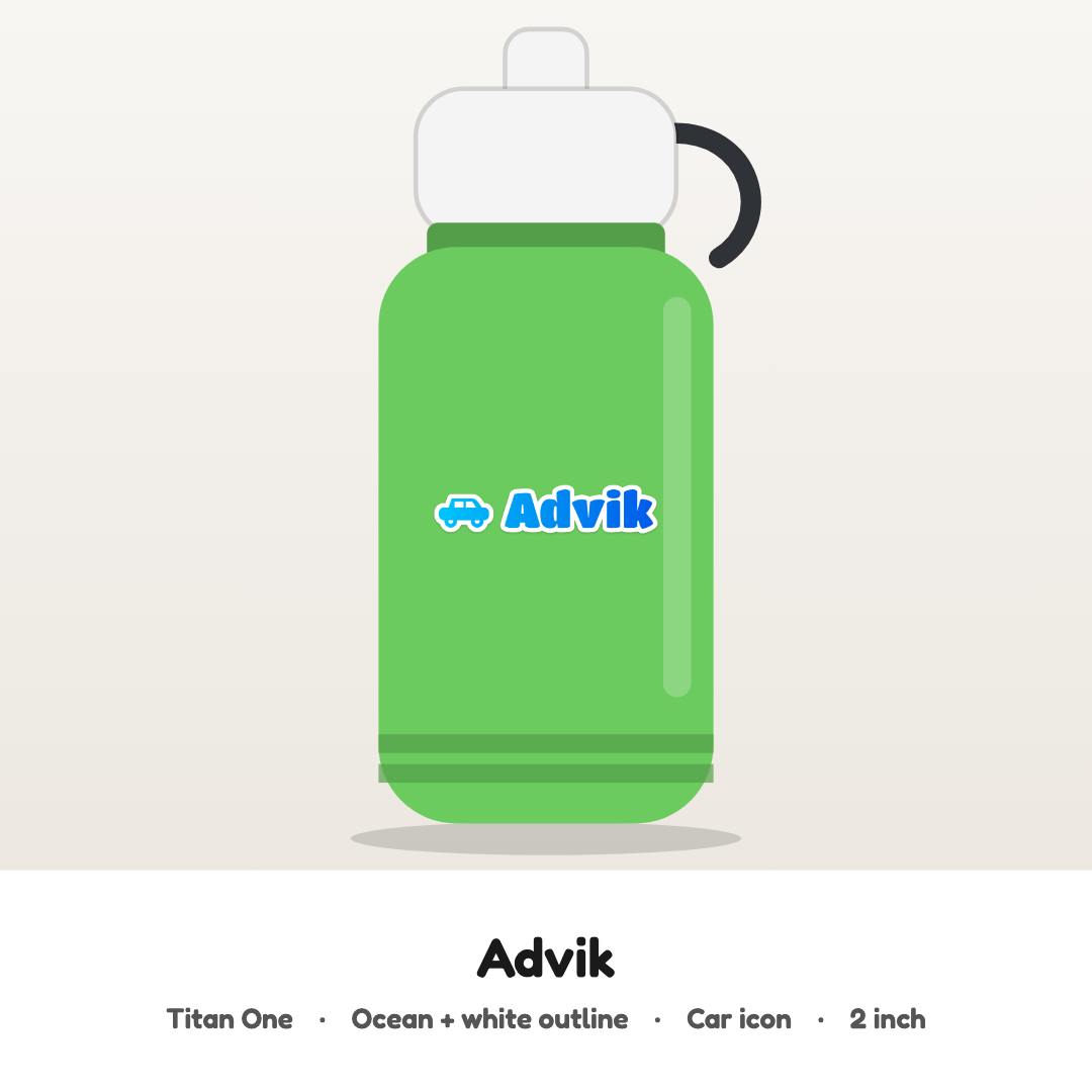 Your child's name on their school bottle, customised name patch