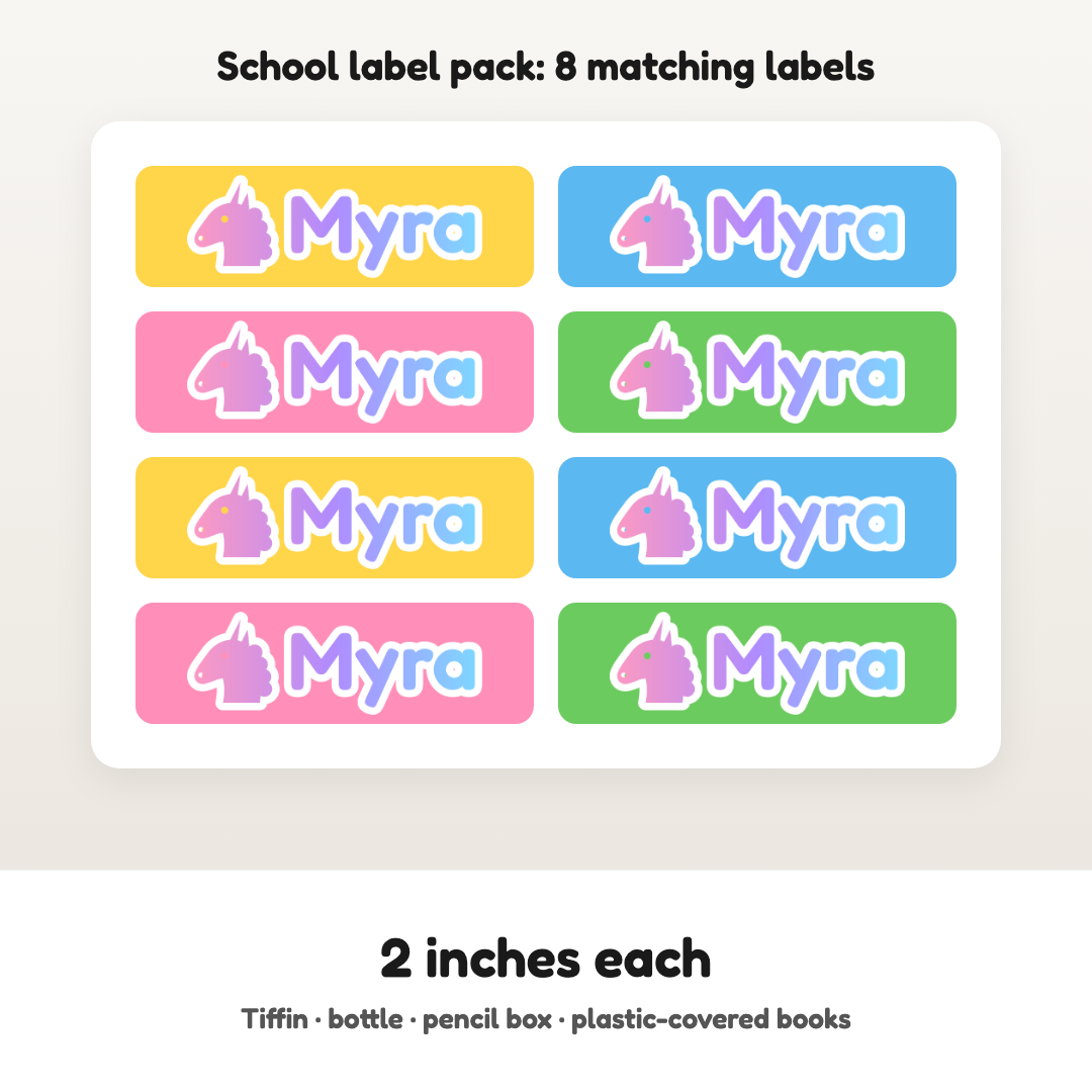 Your child's name on their school bottle, customised name patch