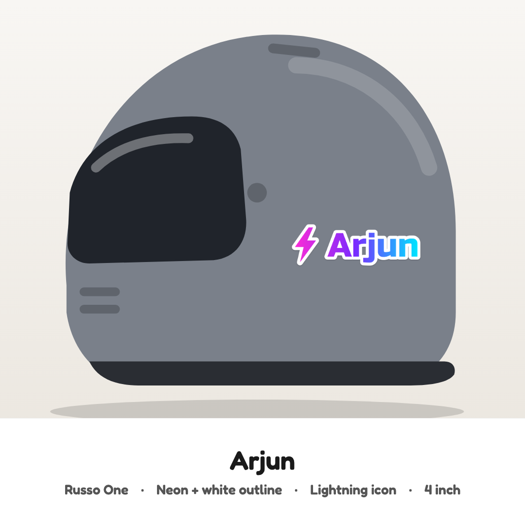Your name on your helmet, customised hard surface name patch