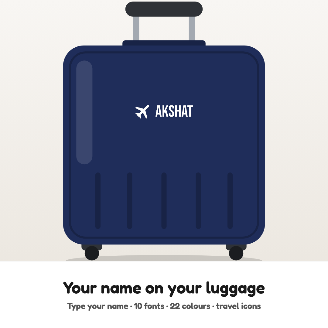 Your Name on Your Luggage | Customised Hard Surface Patch