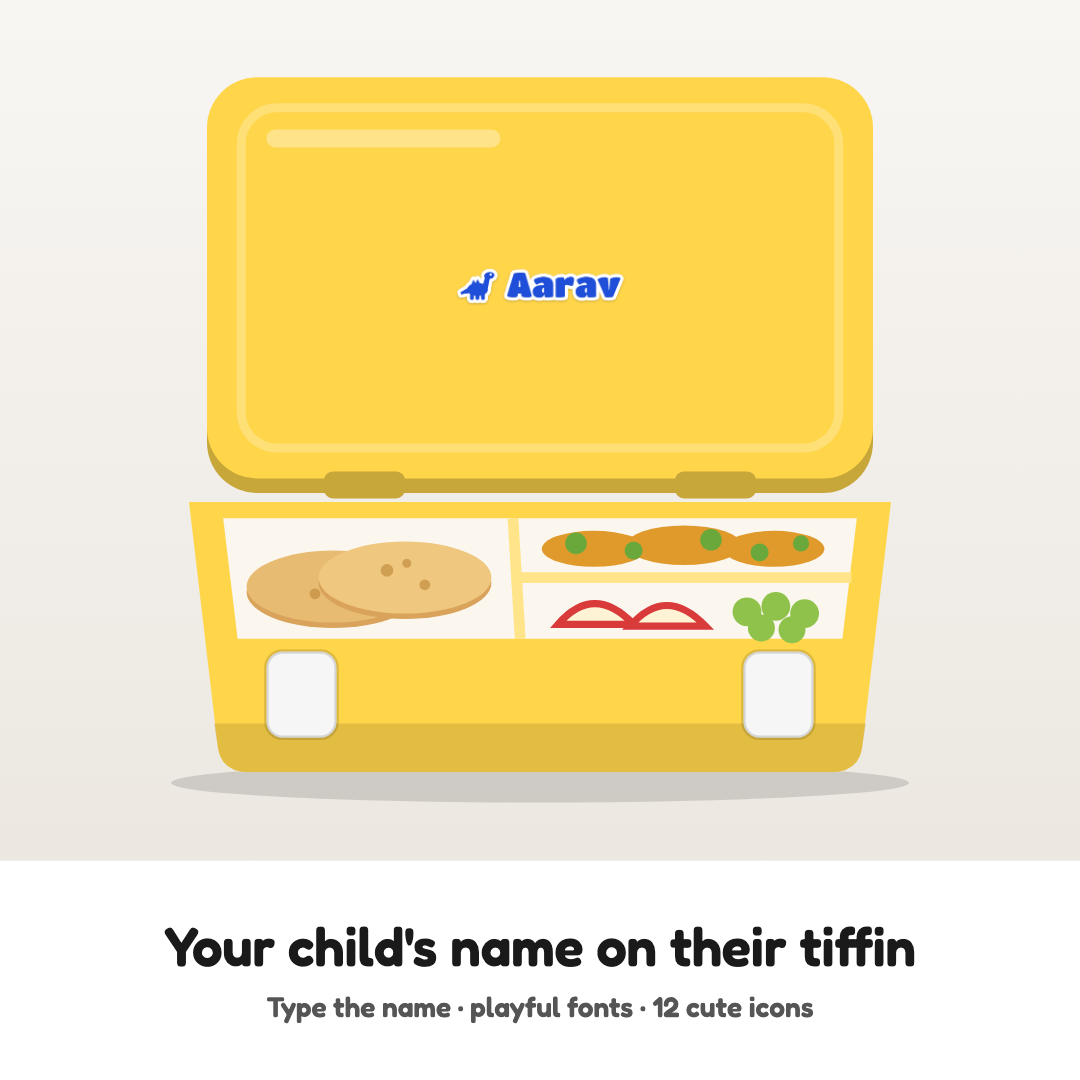 Your Child's Name on Their Tiffin Box | Customised Hard Surface Patch