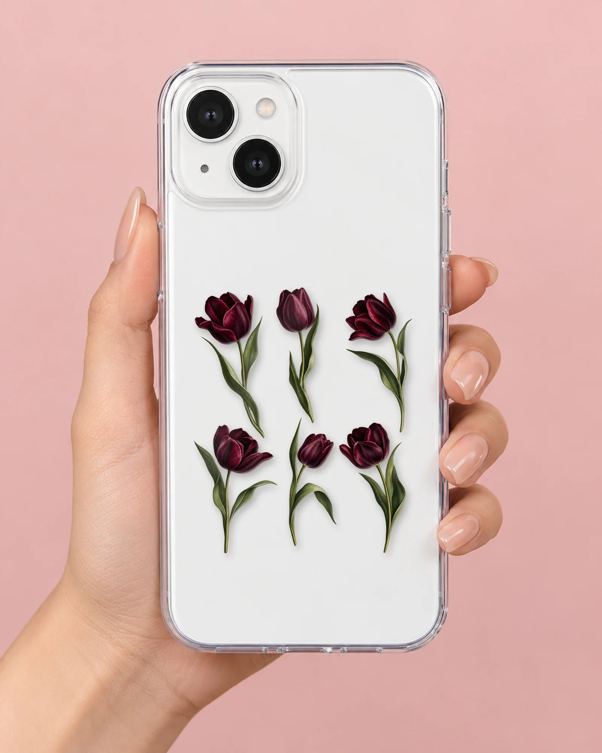 Dark Tulips phone makeover pack on a phone case