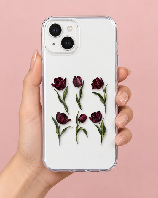 Dark Tulips phone makeover pack on a phone case