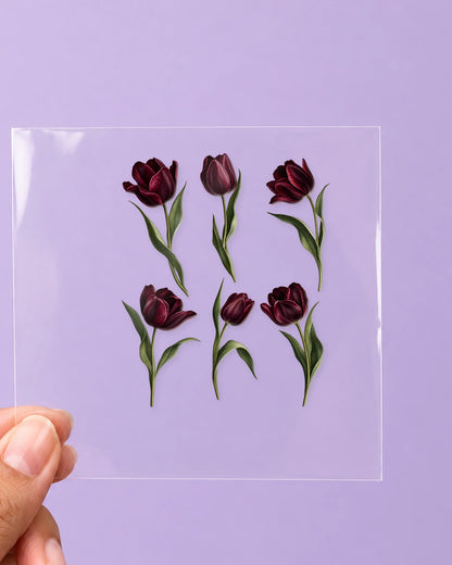 Dark Tulips: all pieces on clear film
