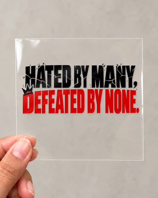 Defeated By None hard surface patch on clear film
