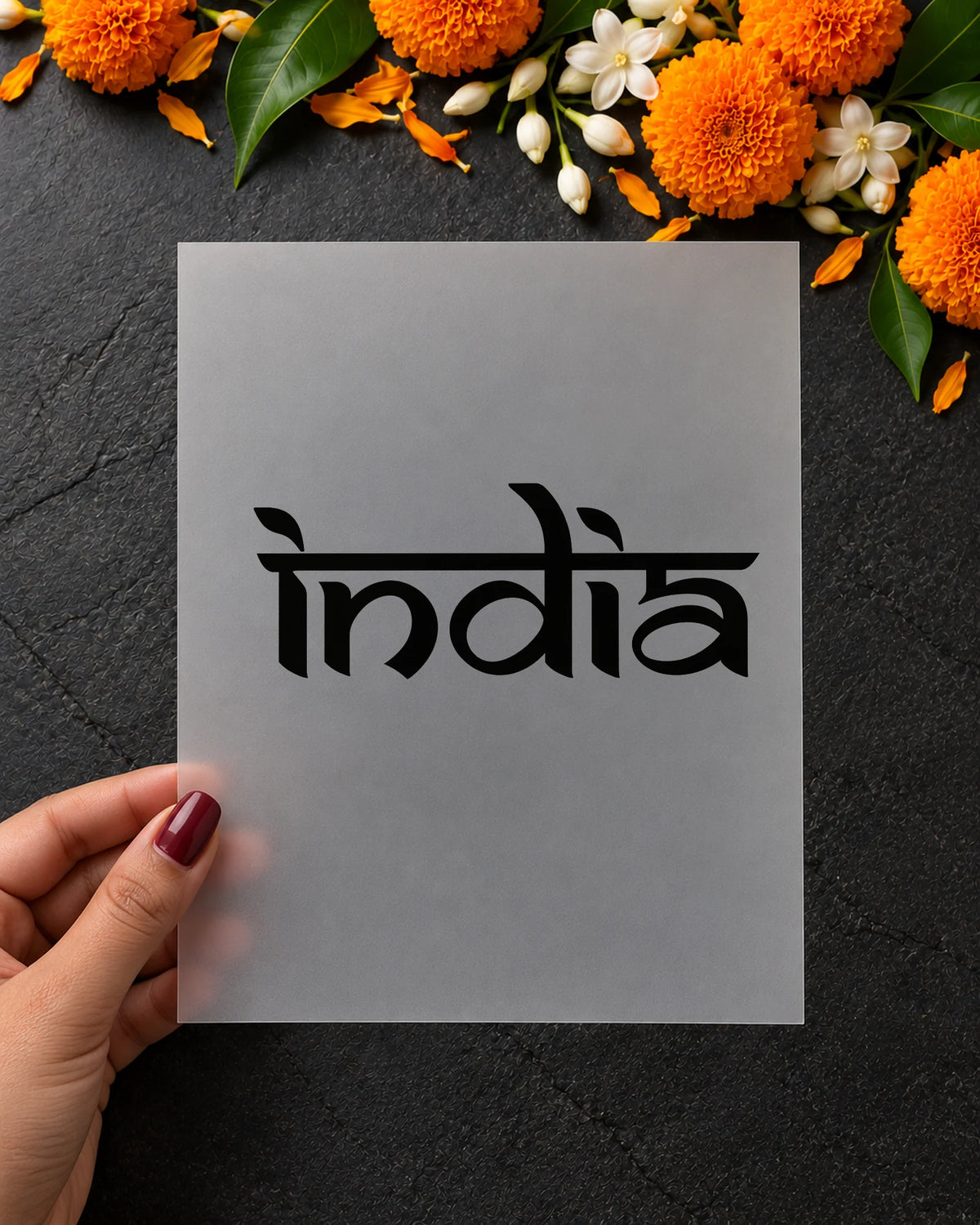 Desi India iron-on patch in hand