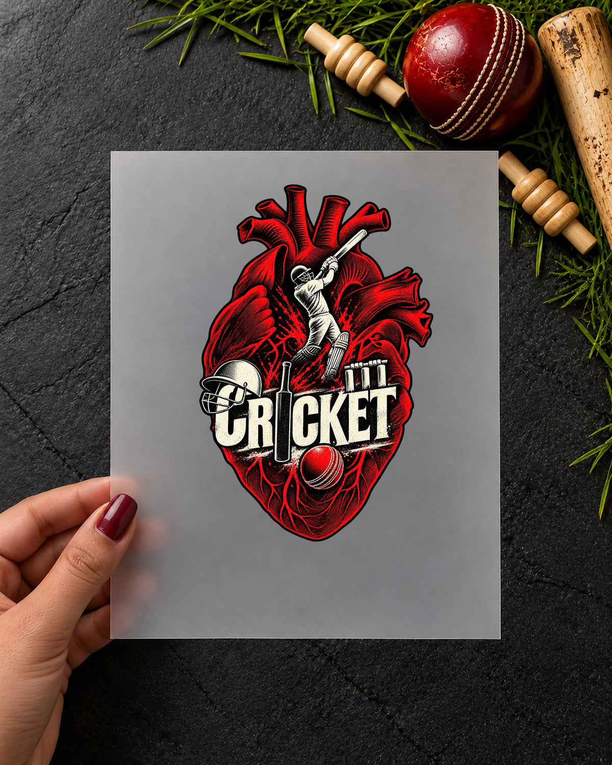 Dil Se Cricket iron-on patch in hand
