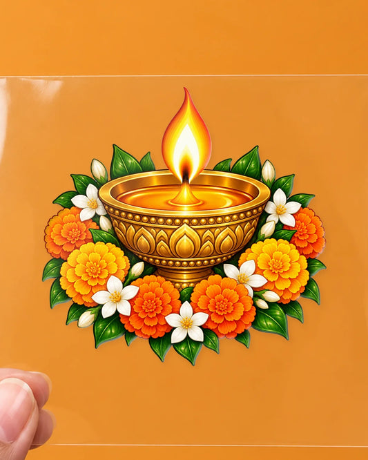 Diwali Diya hard surface patch on clear film