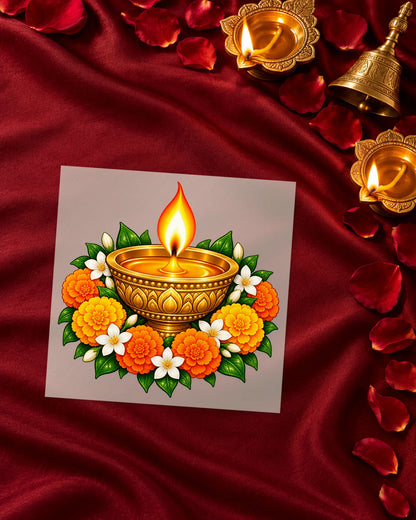 Diwali Diya iron-on patch transfer