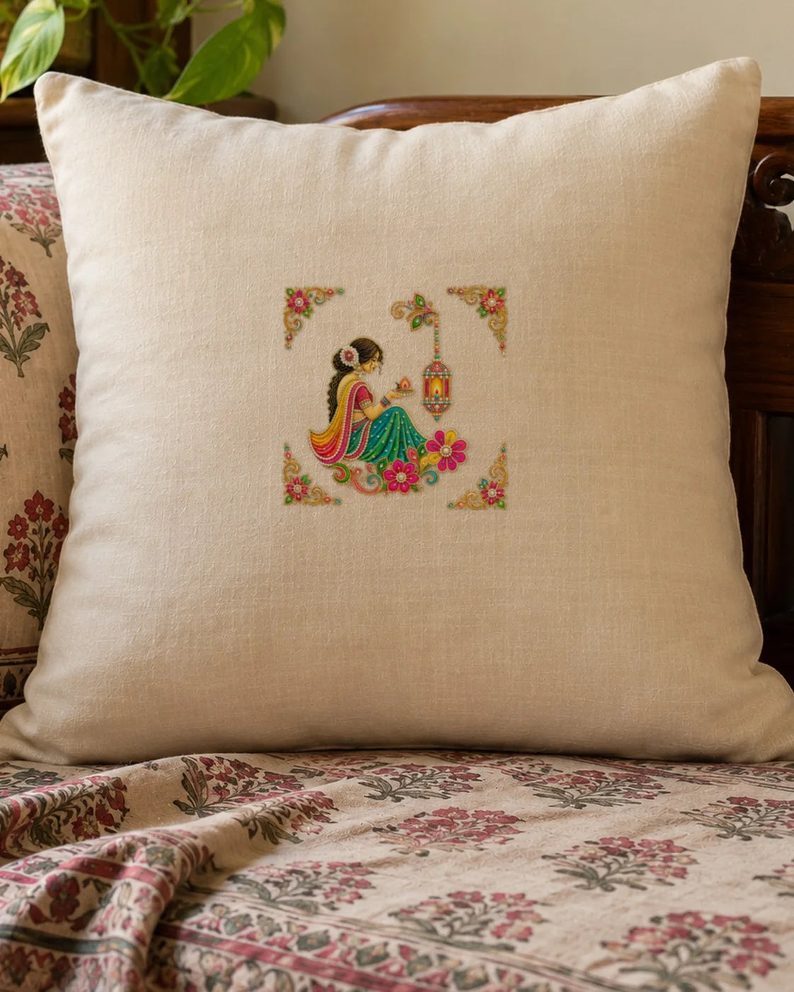 Diya Wali Shaam embroidery-look iron-on patch | Thread Theory