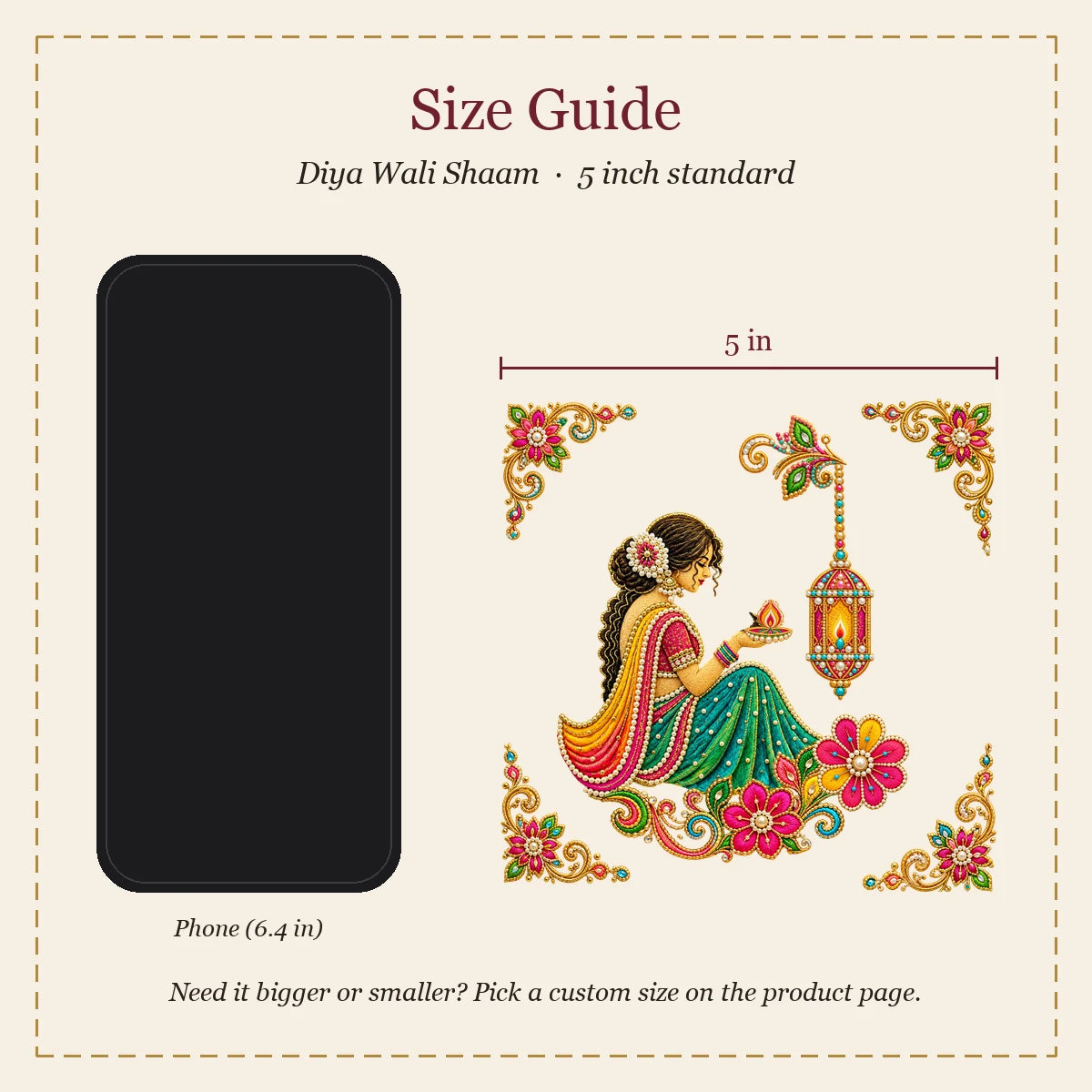 Diya Wali Shaam embroidery-look iron-on patch | Thread Theory