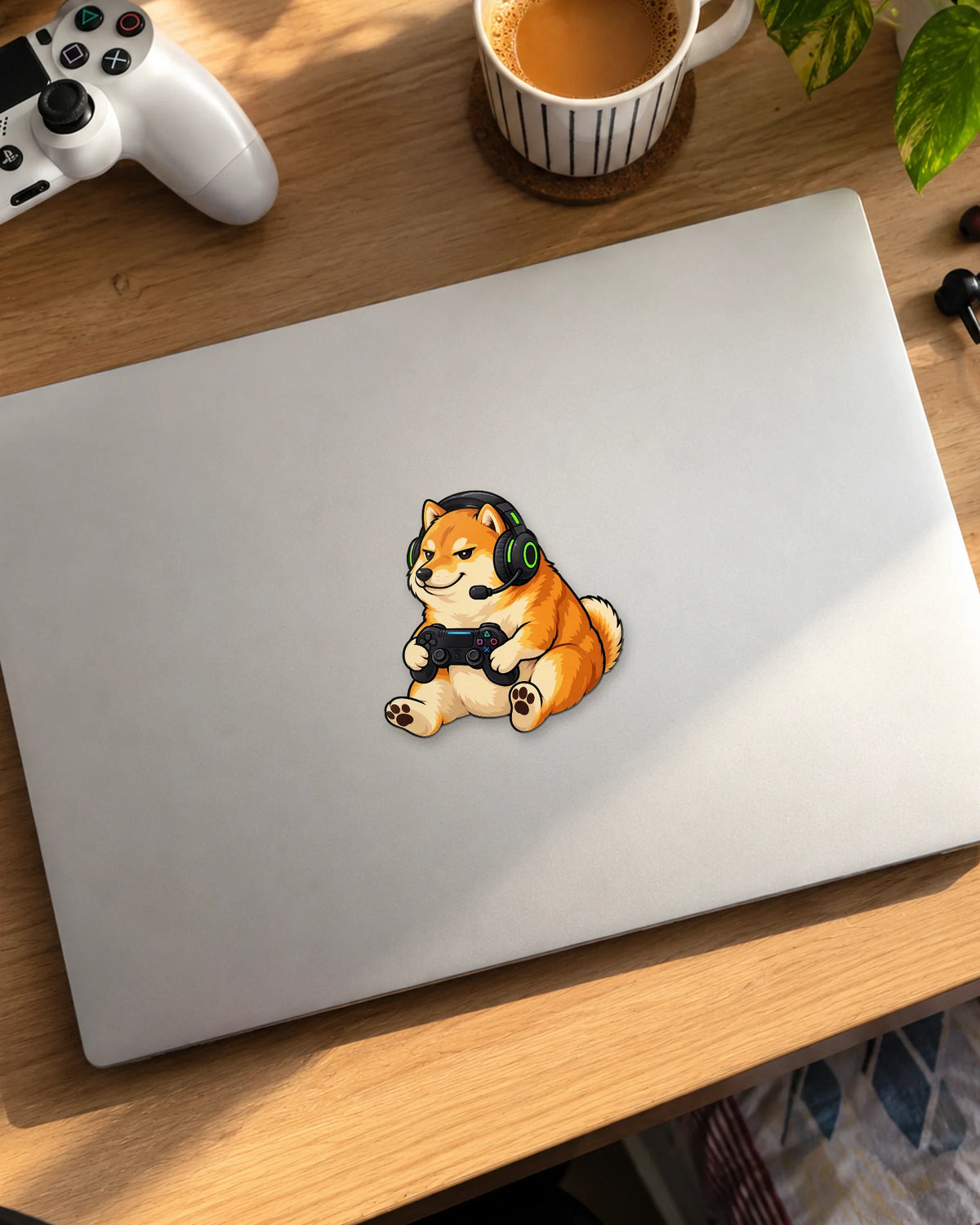 Doge Gamer gamer patch on a laptop