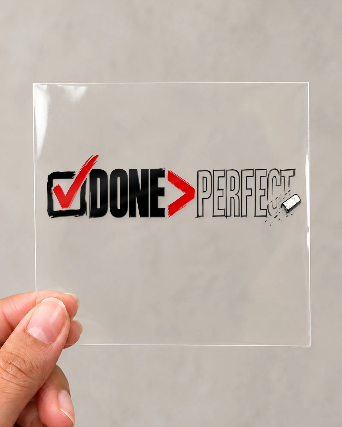 Done Over Perfect hard surface patch on clear film