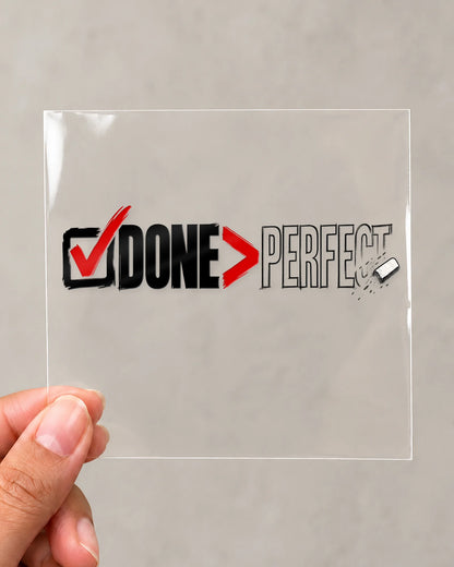 Done Over Perfect hard surface patch on clear film