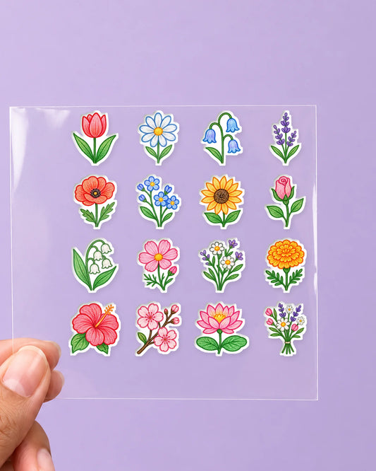 Doodle Blooms mini hard surface patch sheet on clear film