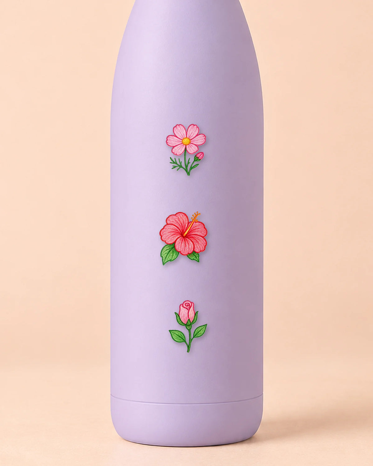 Doodle Blooms mini patches on a water bottle
