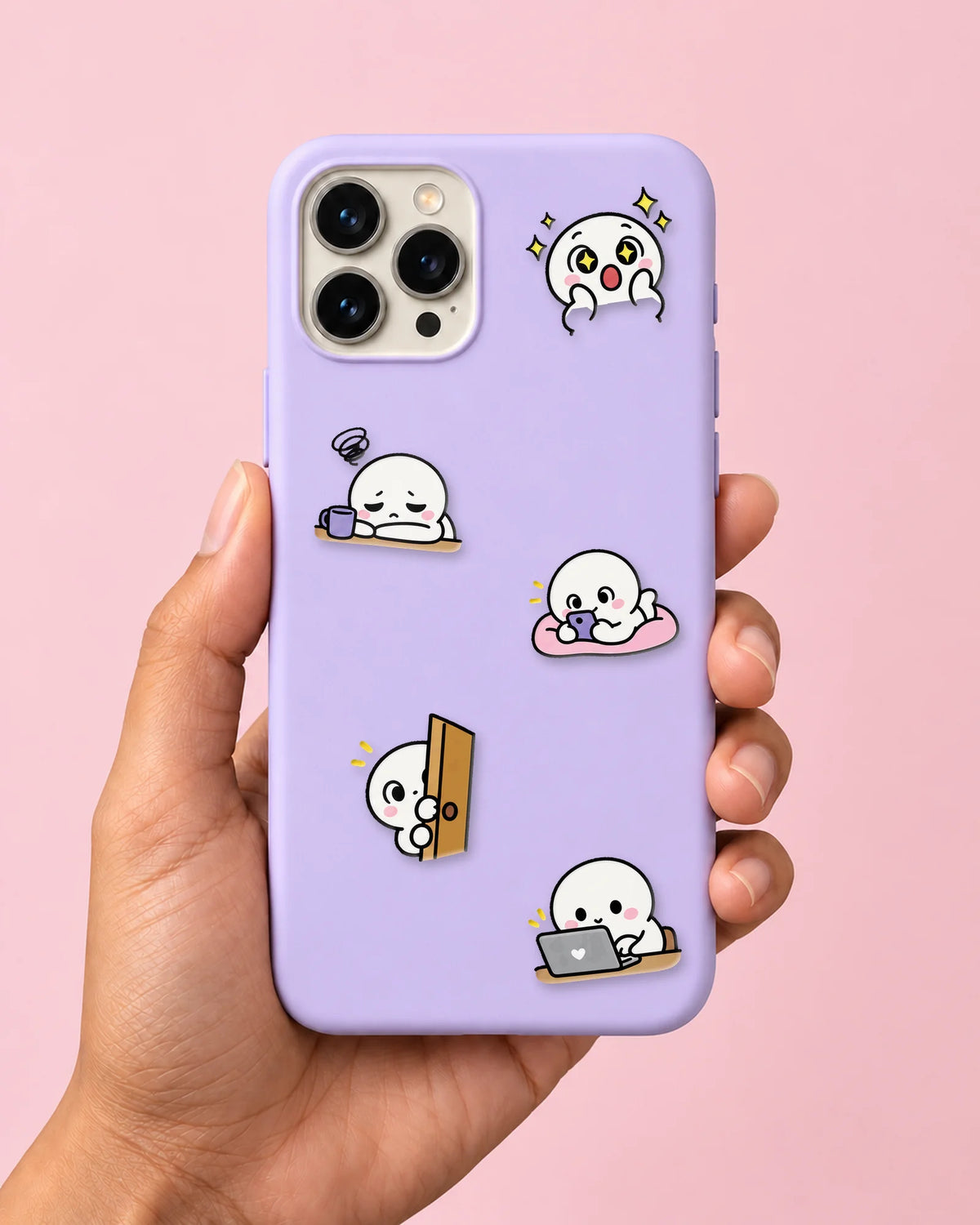 Doodle Mood mini patches on a phone case