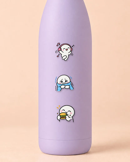 Doodle Mood mini patches on a water bottle
