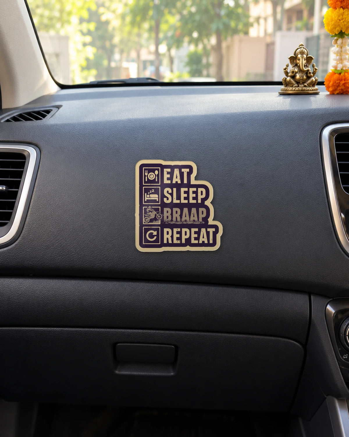Eat Sleep Braap Repeat hard surface patch mockup